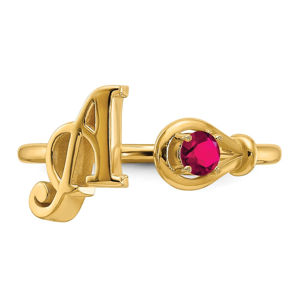 Sterling Silver/Gold-plated Letter A with Birthstone Ring