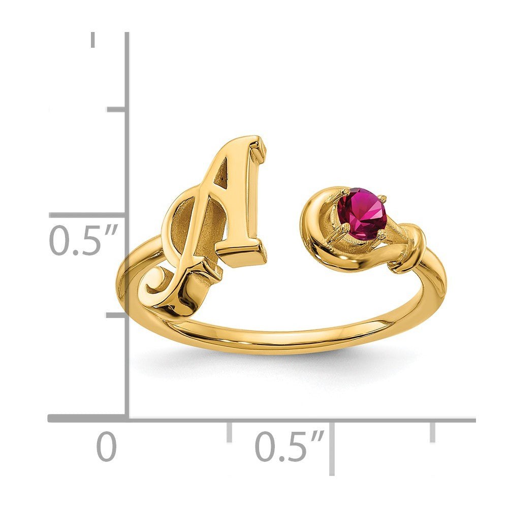 Sterling Silver/Gold-plated Letter A with Birthstone Ring