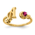 14KY Letter A with Birthstone Ring