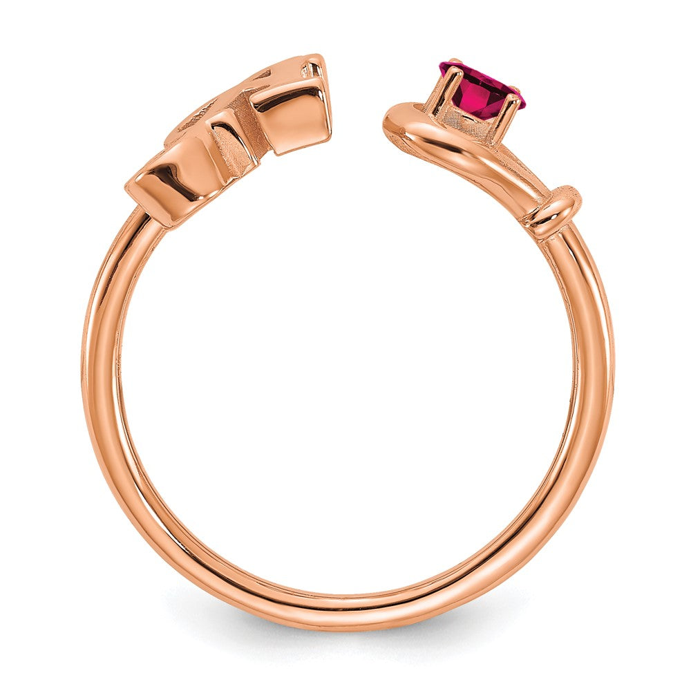 Sterling Silver/Rose-plated Letter with Birthstone Ring