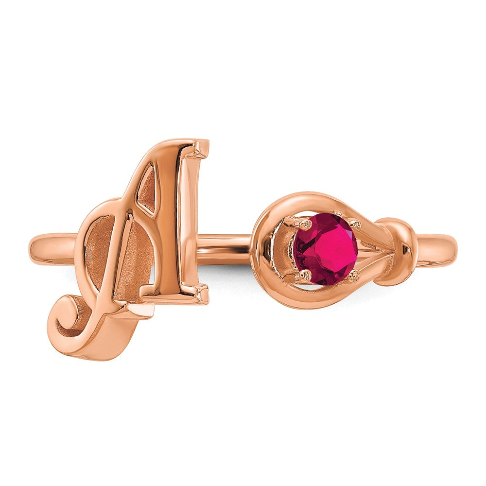 Sterling Silver/Rose-plated Letter with Birthstone Ring