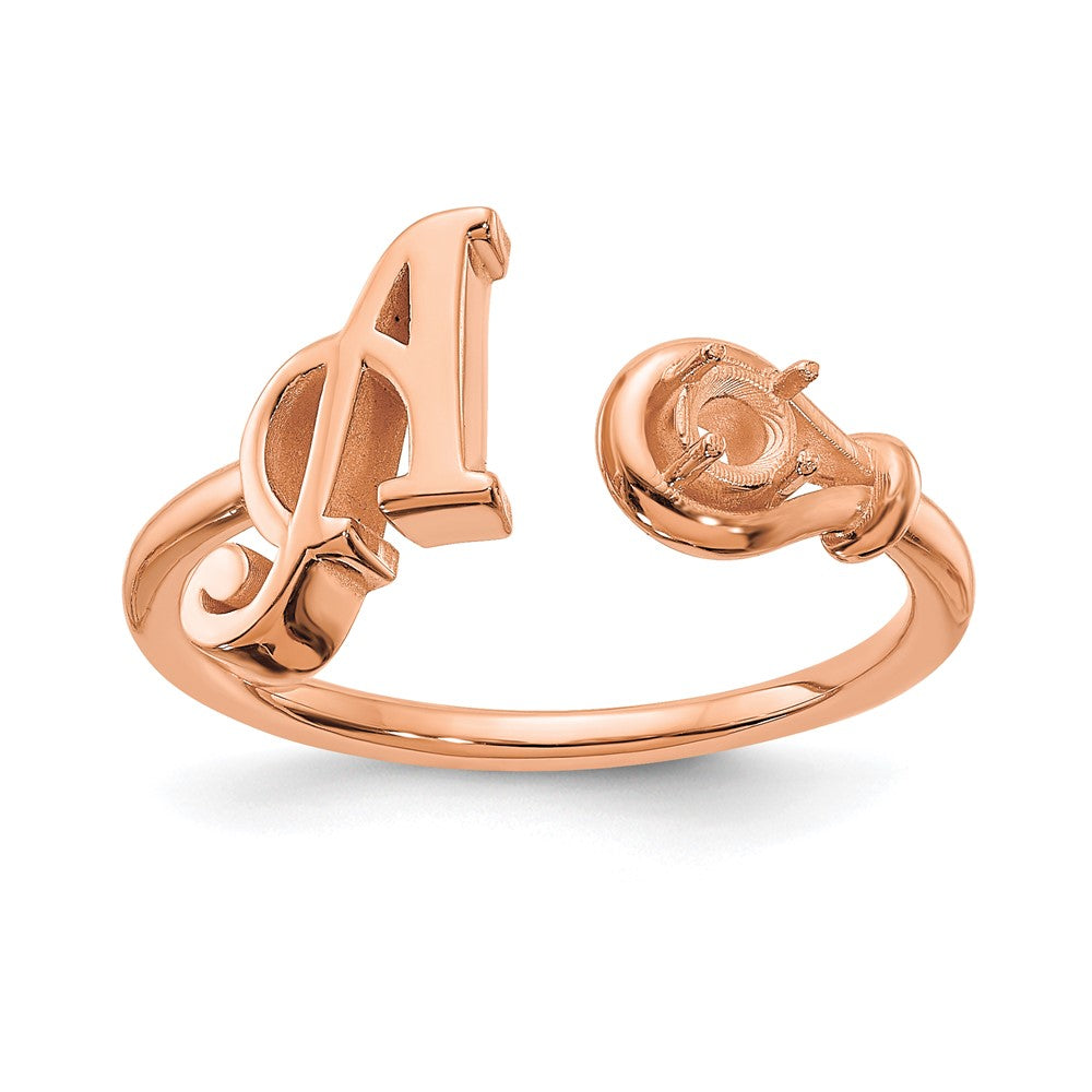 Sterling Silver/Rose-plated Letter with Birthstone Ring
