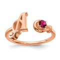 Sterling Silver/Rose-plated Letter with Birthstone Ring