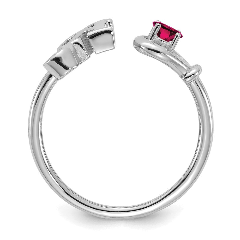 Sterling Silver/Rhodium-plated Letter A with Birthstone Ring