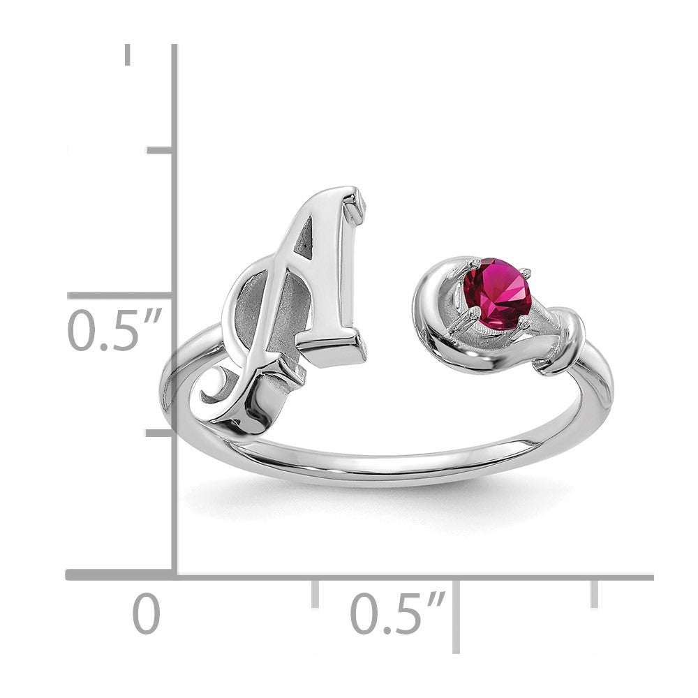 14KW Letter A with Birthstone Ring