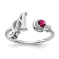 14KW Letter A with Birthstone Ring