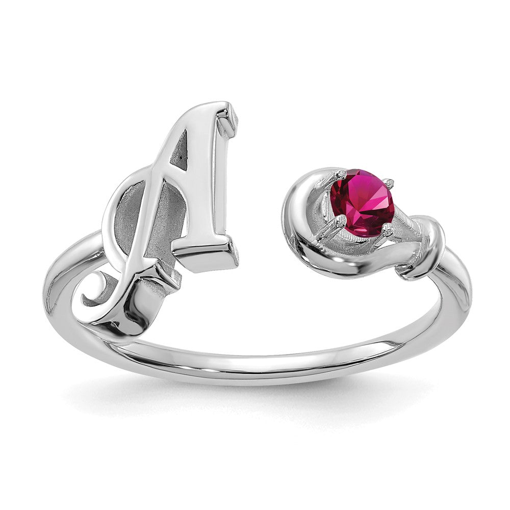14KW Letter A with Birthstone Ring