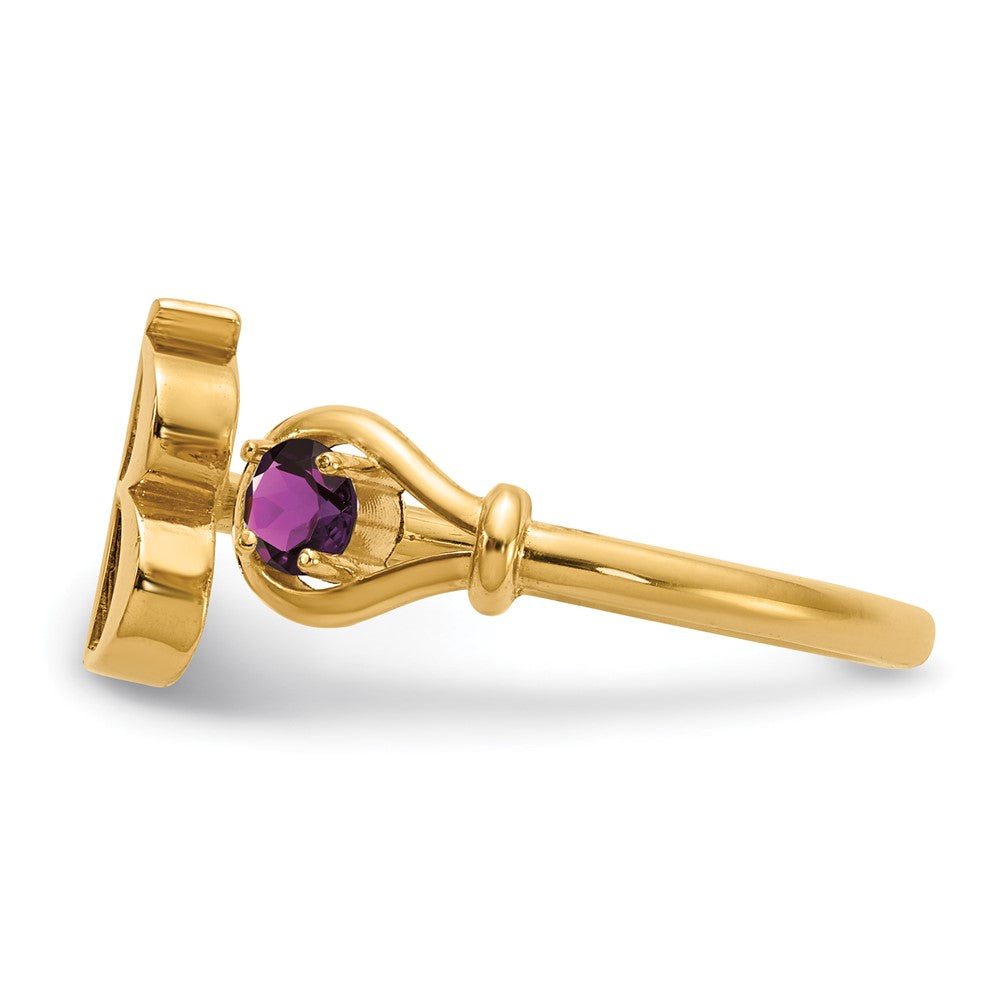 14k Yellow Gold Initial B with Birthstone Ring