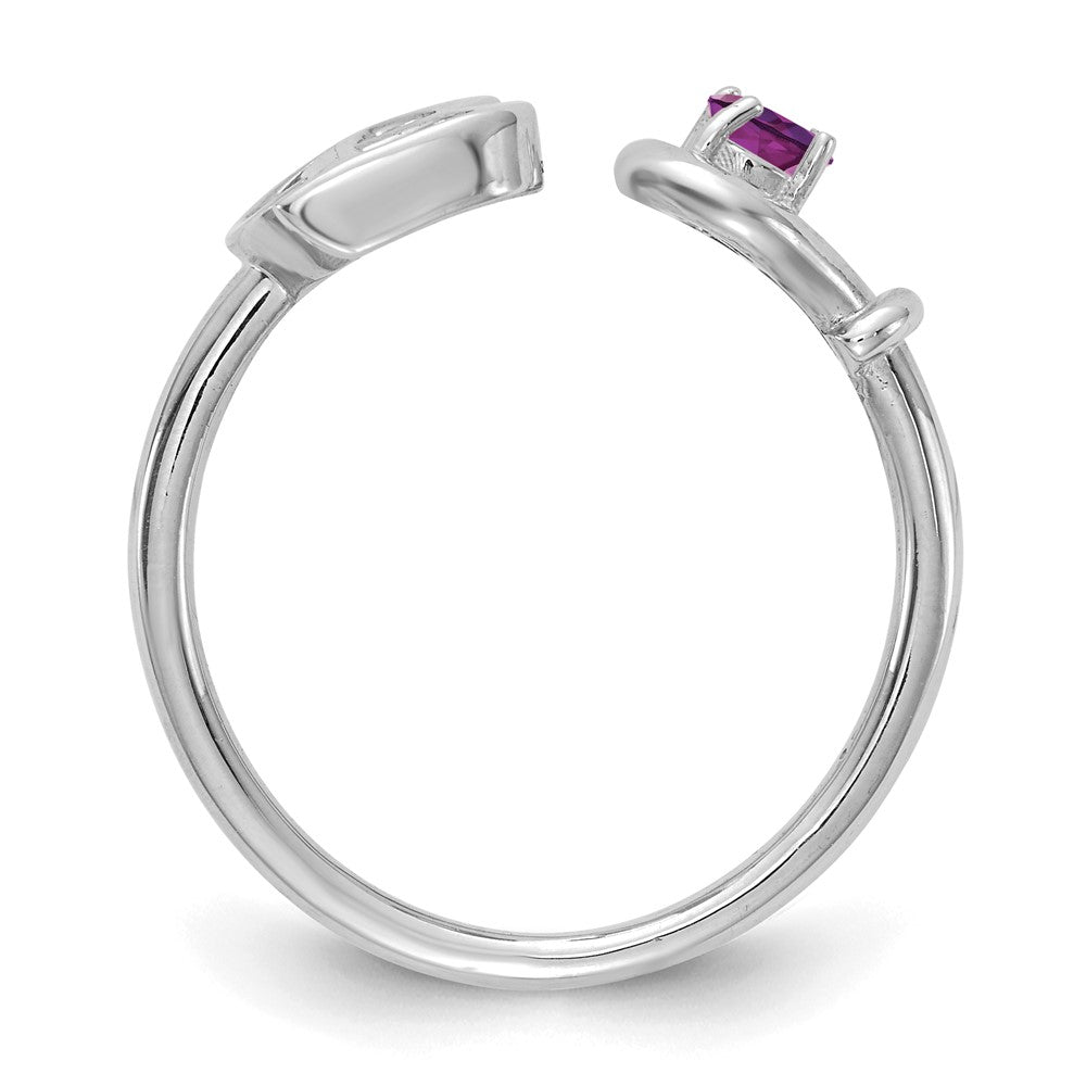 10k White Gold Initial B with Birthstone Ring