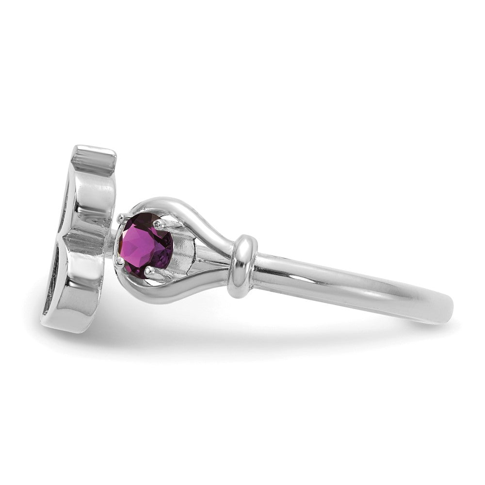 10k White Gold Initial B with Birthstone Ring