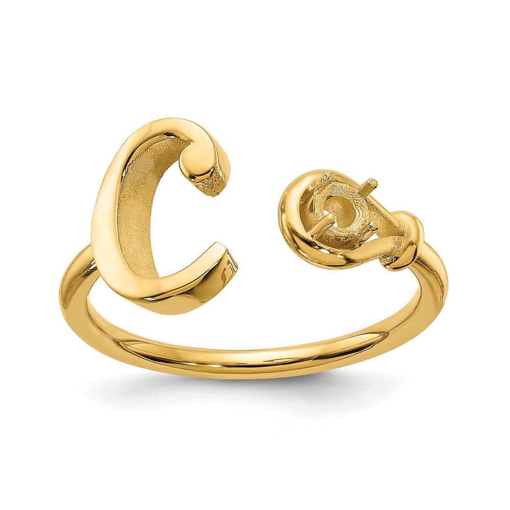 Sterling Silver/Gold-plated Letter C with Birthstone Ring