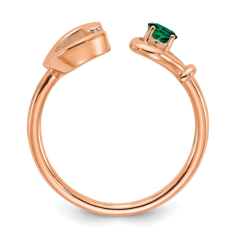 Sterling Silver/Rose-plated Letter C with Birthstone Ring