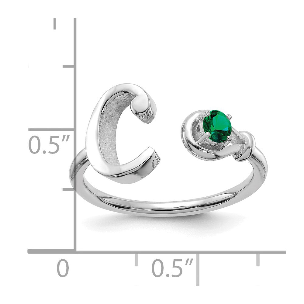 14KW Letter C with Birthstone Ring