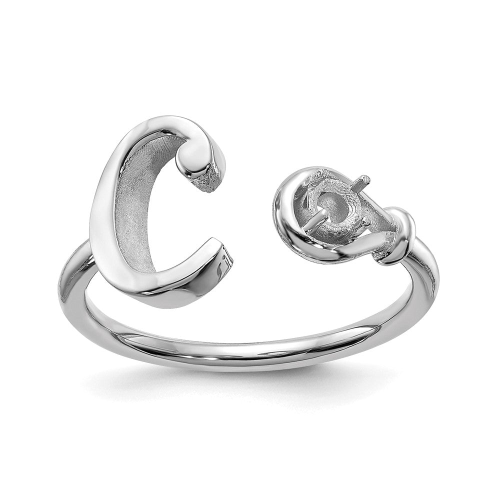 14KW Letter C with Birthstone Ring