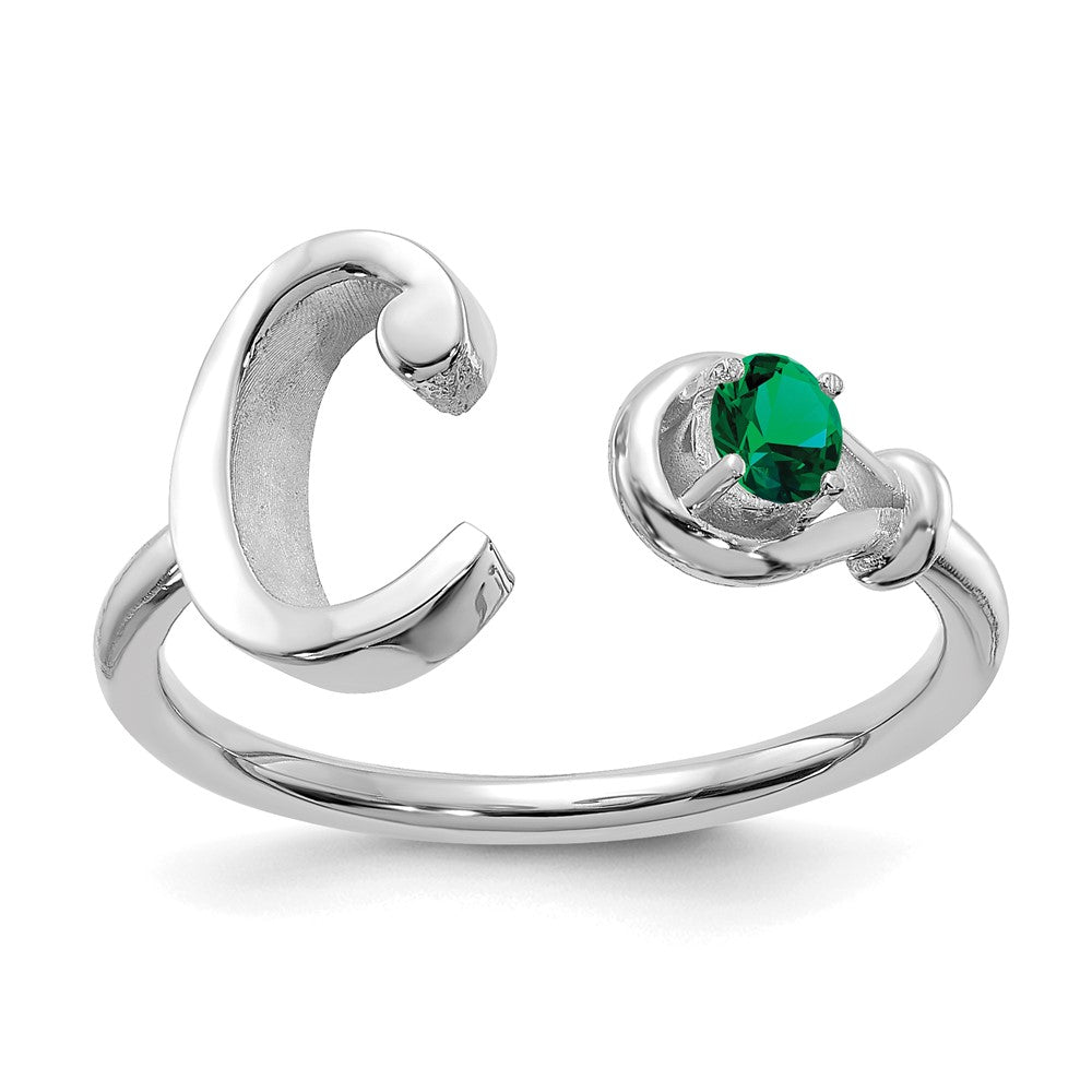 14KW Letter C with Birthstone Ring