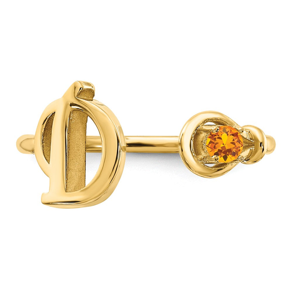 Sterling Silver/Gold-plated Letter D with Birthstone Ring
