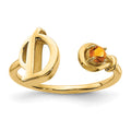 Sterling Silver/Gold-plated Letter D with Birthstone Ring