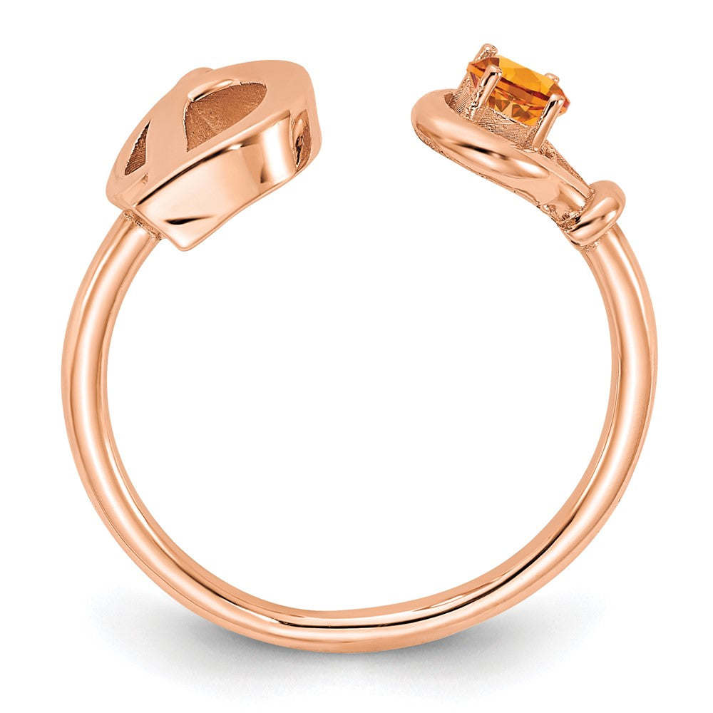 Sterling Silver/Rose Gold Letter D with Birthstone Ring