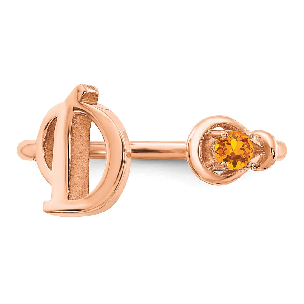 Sterling Silver/Rose Gold Letter D with Birthstone Ring