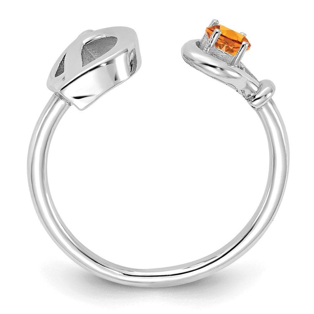 Sterling Silver/Rhodium-plated Letter D with Birthstone Ring