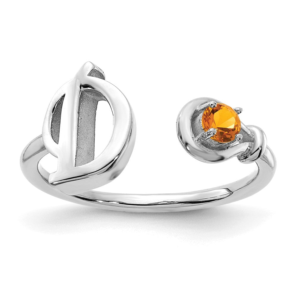 Sterling Silver/Rhodium-plated Letter D with Birthstone Ring