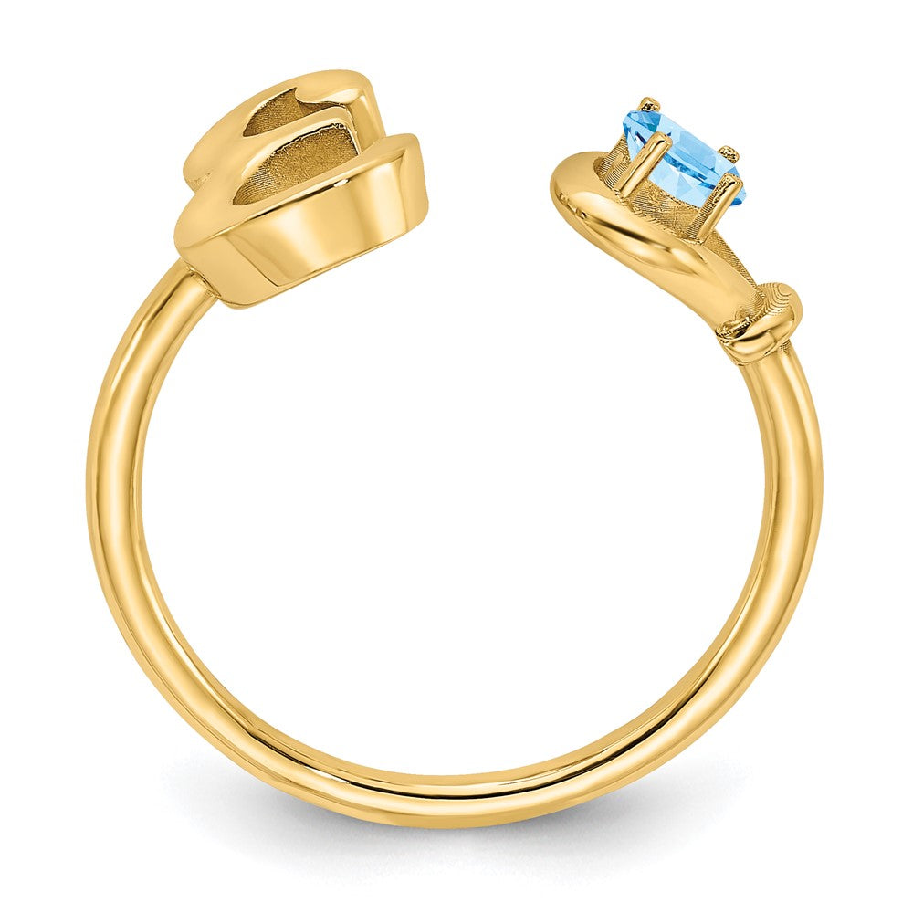 14KY Letter E with Birthstone Ring