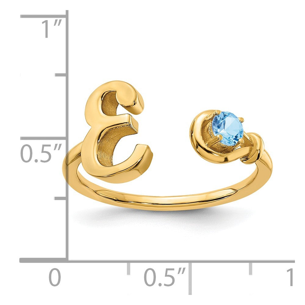 14KY Letter E with Birthstone Ring