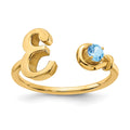 14KY Letter E with Birthstone Ring
