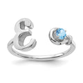 14KW Letter E with Birthstone Ring