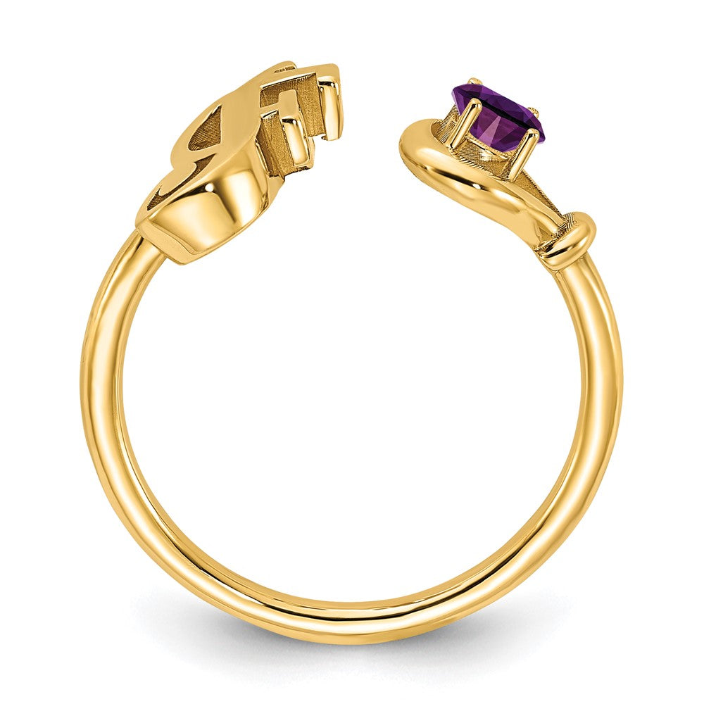 Sterling Silver/Gold-plated Letter F with Birthstone Ring
