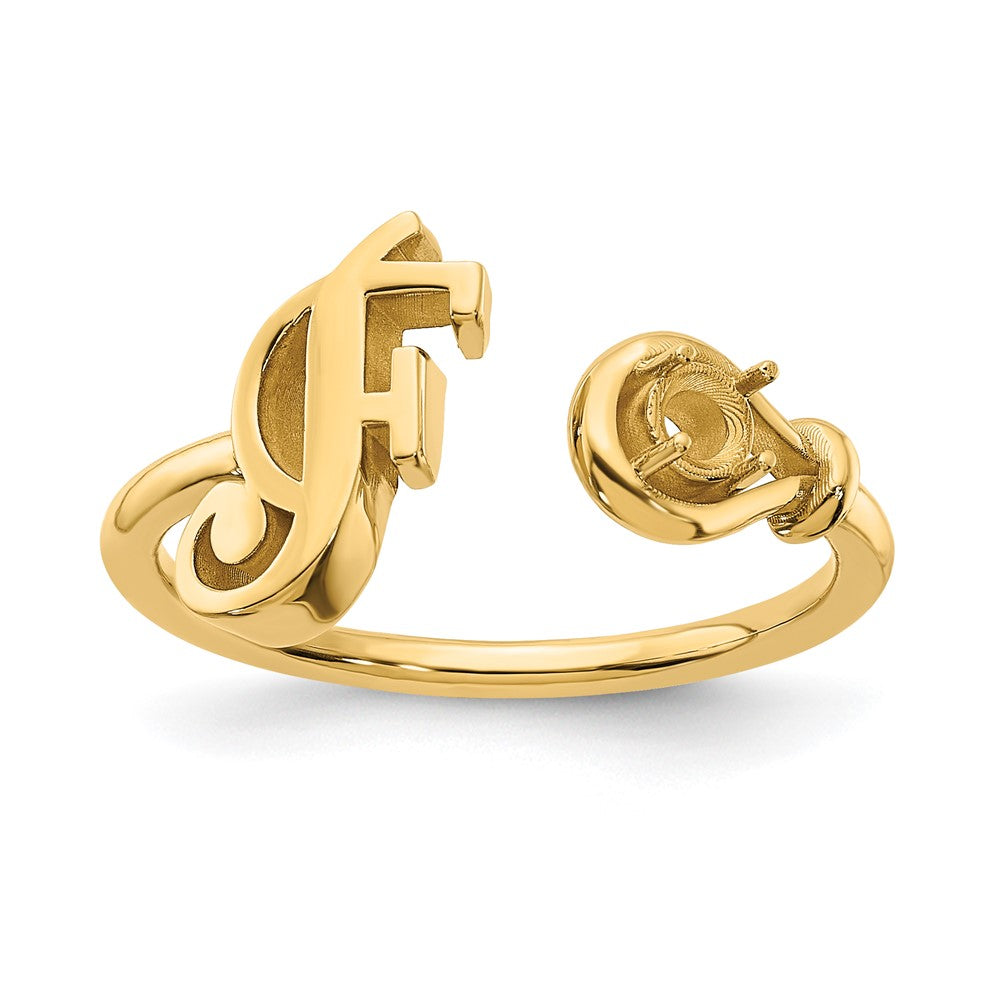 14KY Letter F with Birthstone Ring