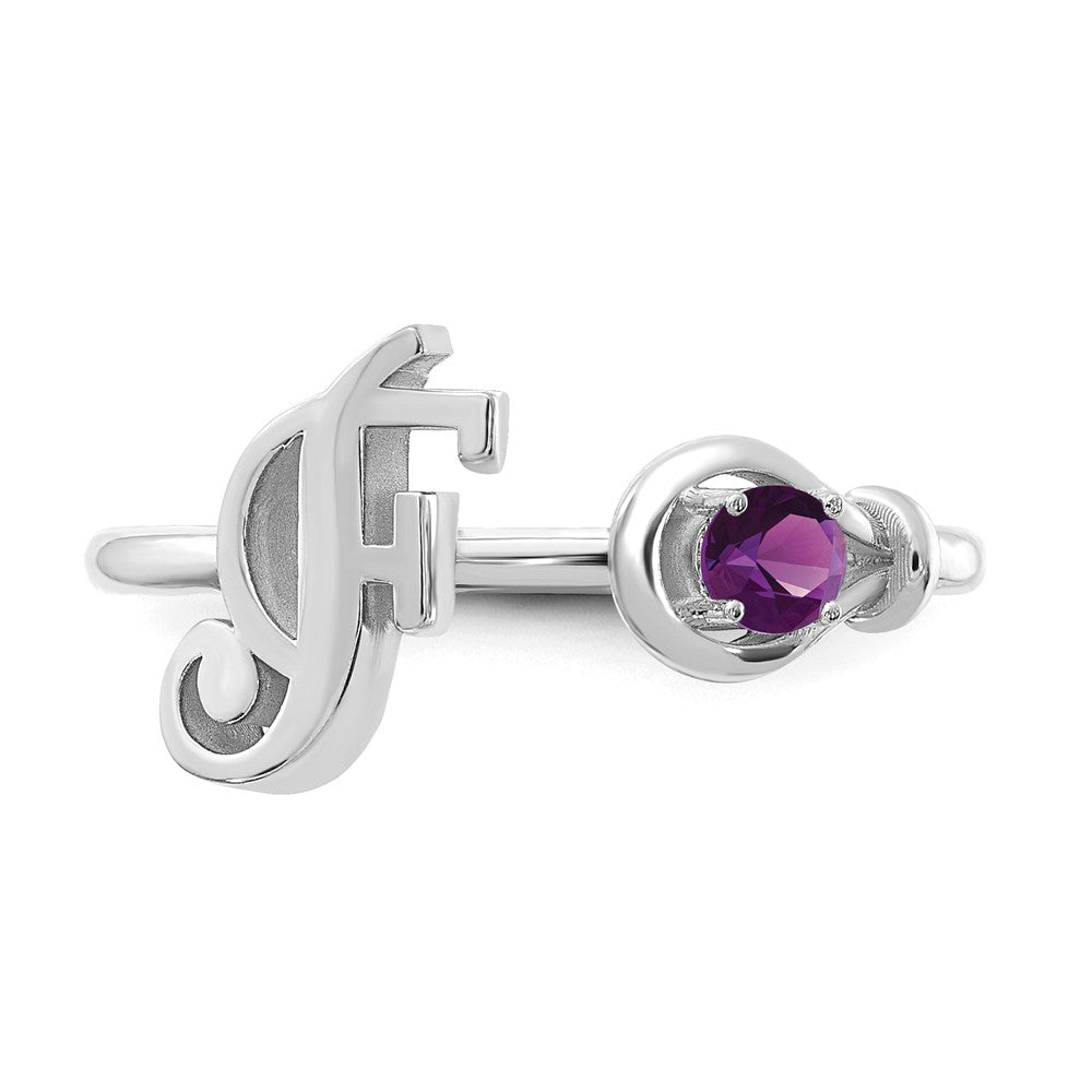 10KW Letter F with Birthstone Ring