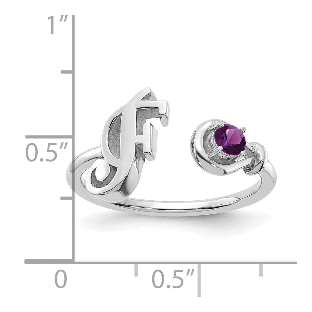 14 KW Letter F with Birthstone Ring