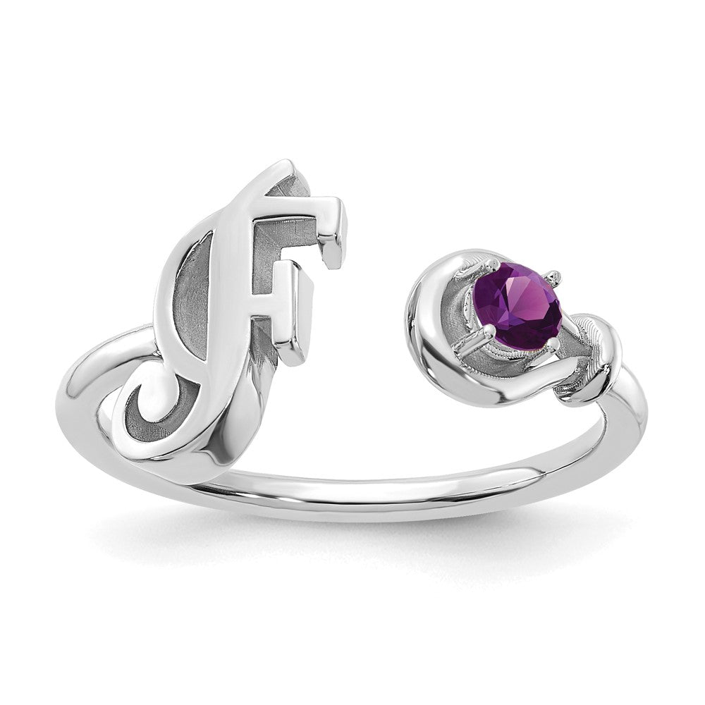 14 KW Letter F with Birthstone Ring