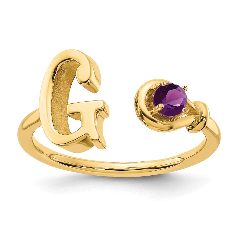 Sterling Silver/Gold-plated Letter G with Birthstone Ring