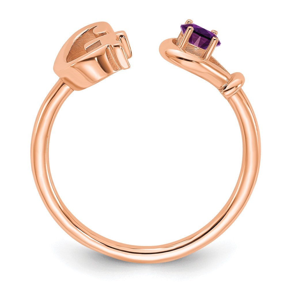 10k Rose Gold Letter G with Birthstone Ring
