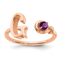14K Rose Gold Letter G with Birthstone Ring