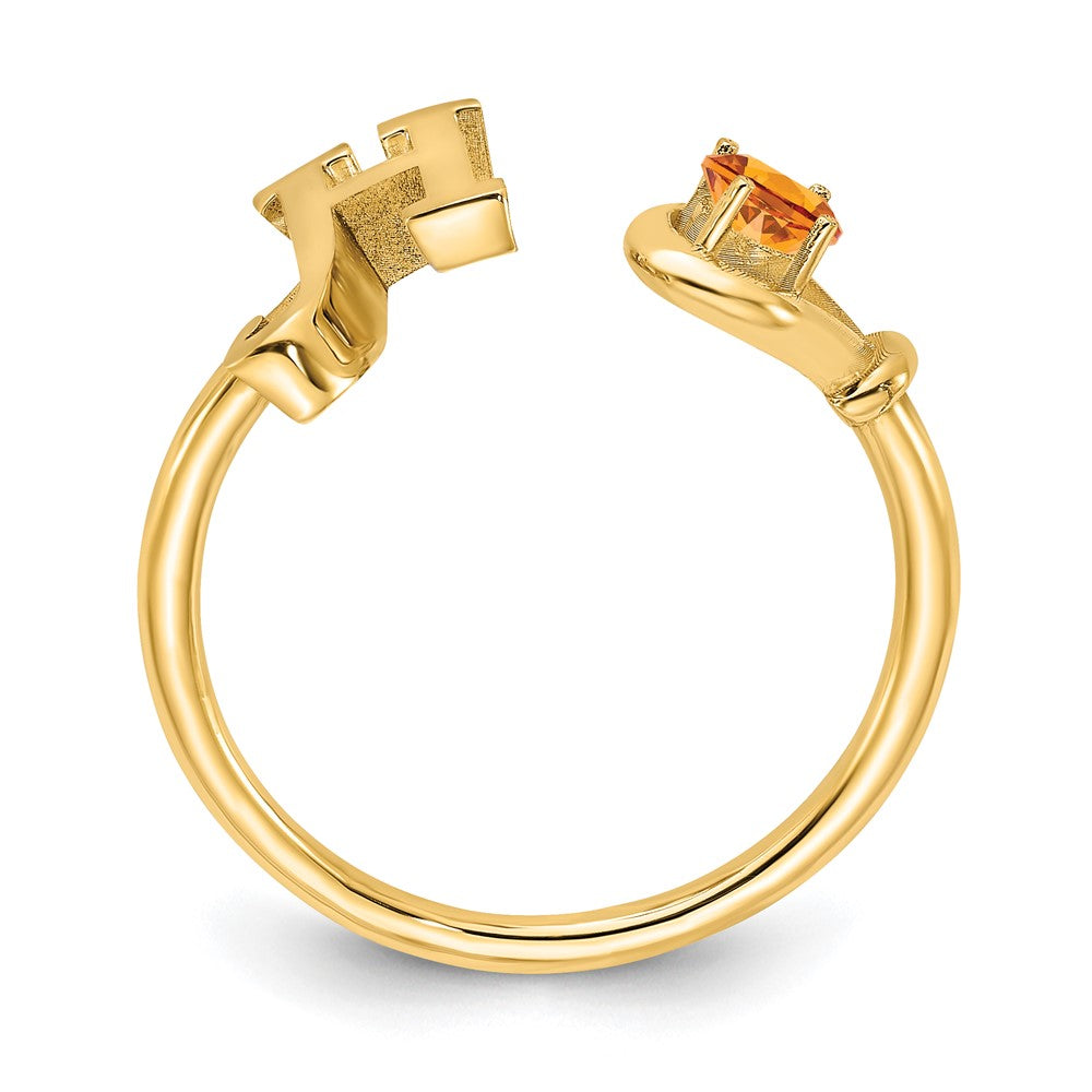 Sterling Silver/Gold-plated Letter H with Birthstone Ring