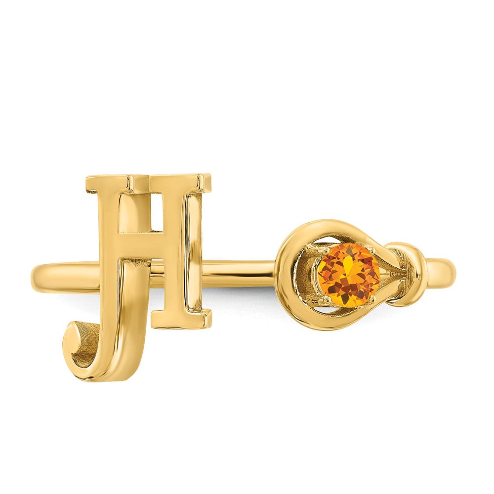 Sterling Silver/Gold-plated Letter H with Birthstone Ring