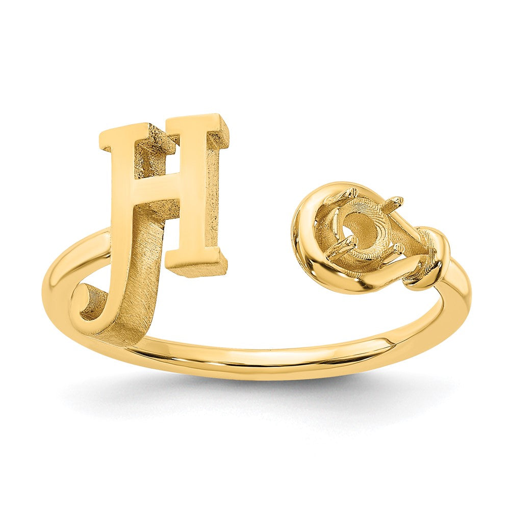 14KY Letter H with Birthstone Ring