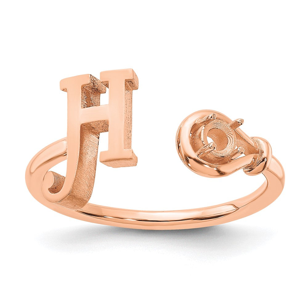 10K Rose Gold Letter H with Birthstone Ring