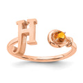 10K Rose Gold Letter H with Birthstone Ring