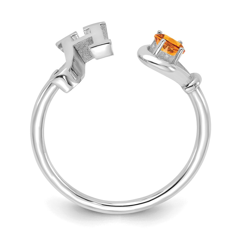 Sterling Silver/rhodium-plated Letter H with Birthstone Ring
