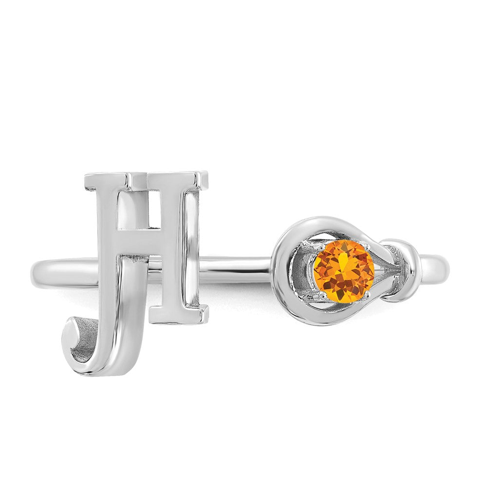 14KW Letter H with Birthstone Ring