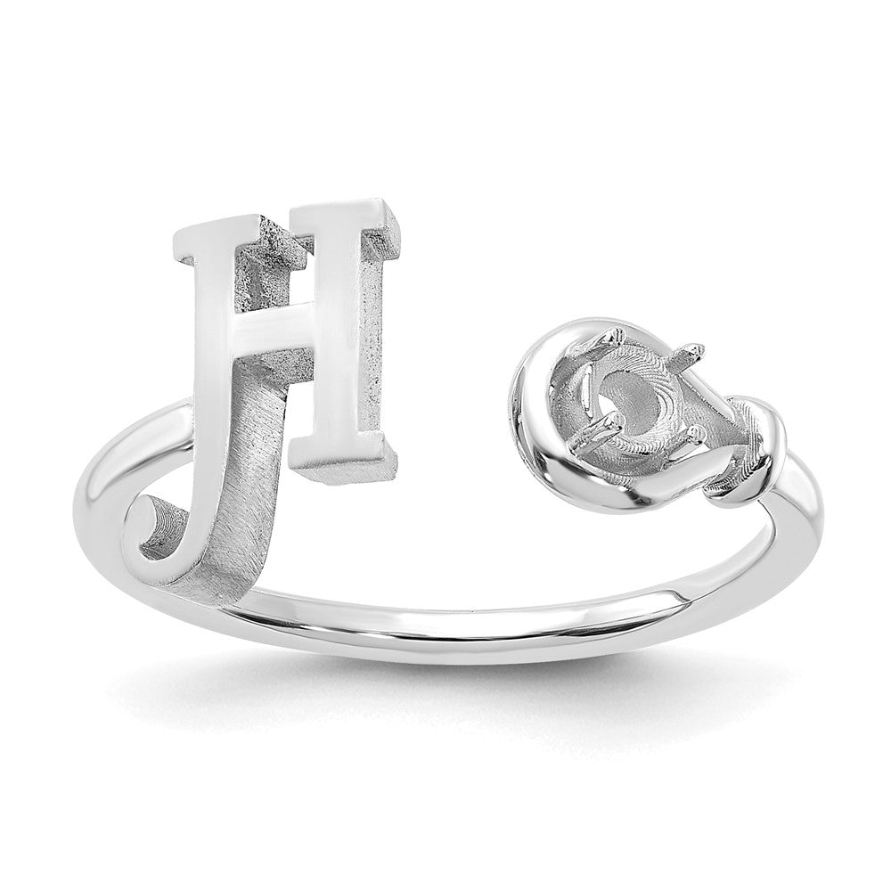 14KW Letter H with Birthstone Ring