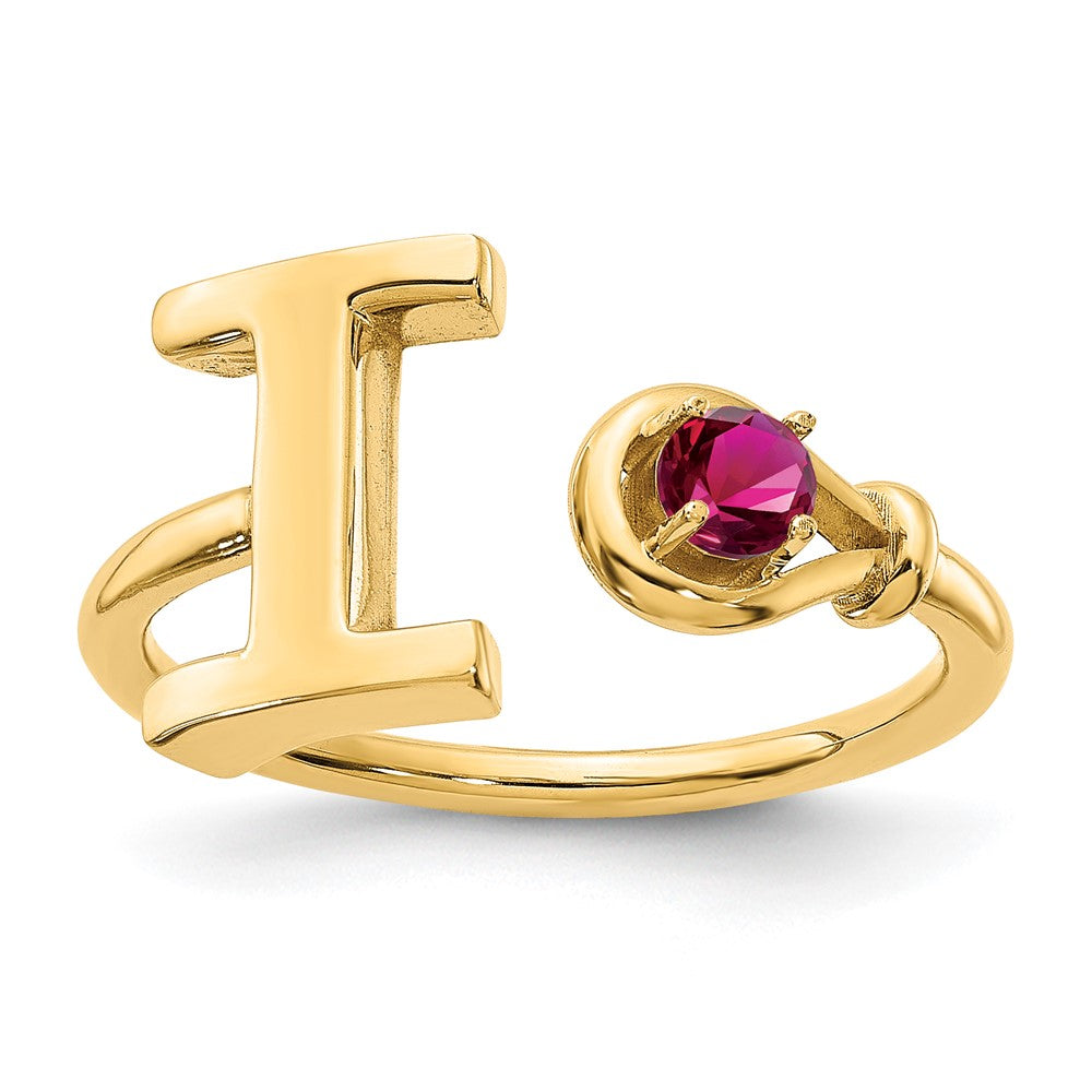 14KY Letter I with Birthstone Ring