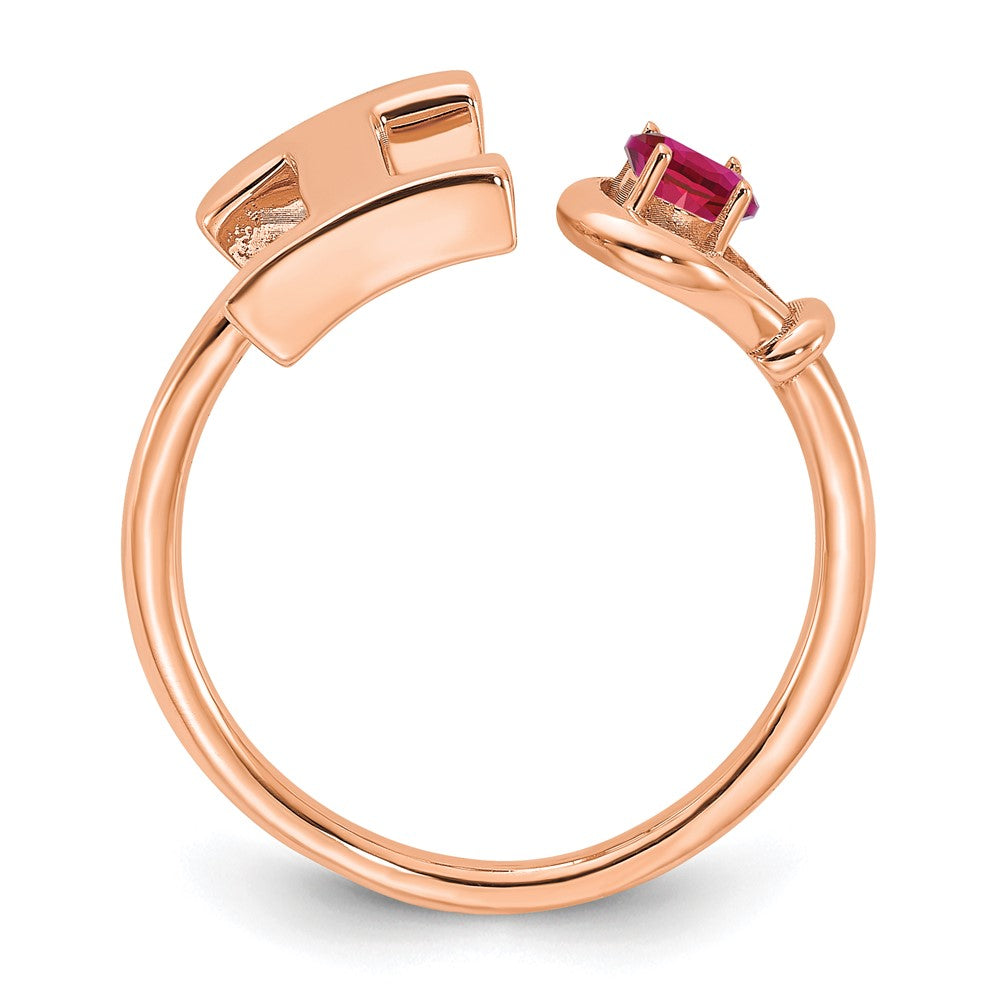 10K Rose Gold Letter I with Birthstone Ring