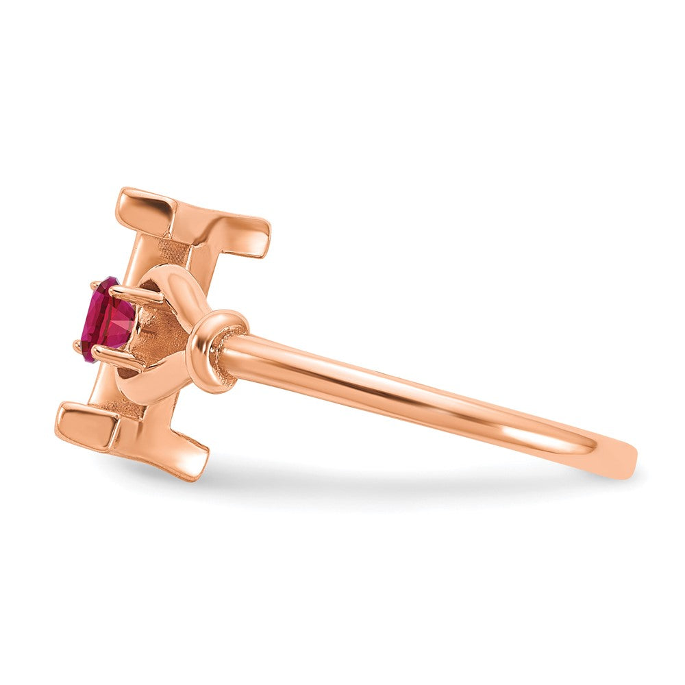 10K Rose Gold Letter I with Birthstone Ring