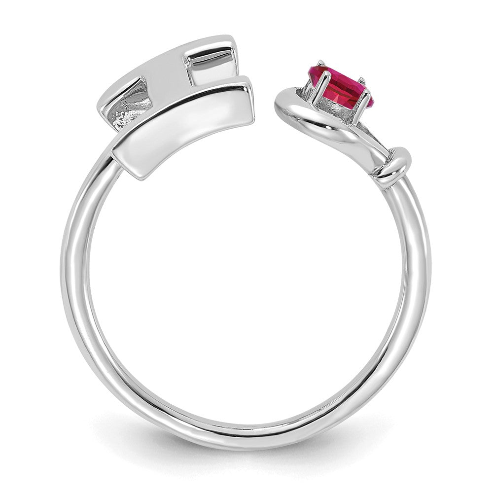 Sterling Silver/Rhodium-plated Letter I with Birthstone Ring