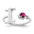 10KW Letter I with Birthstone Ring